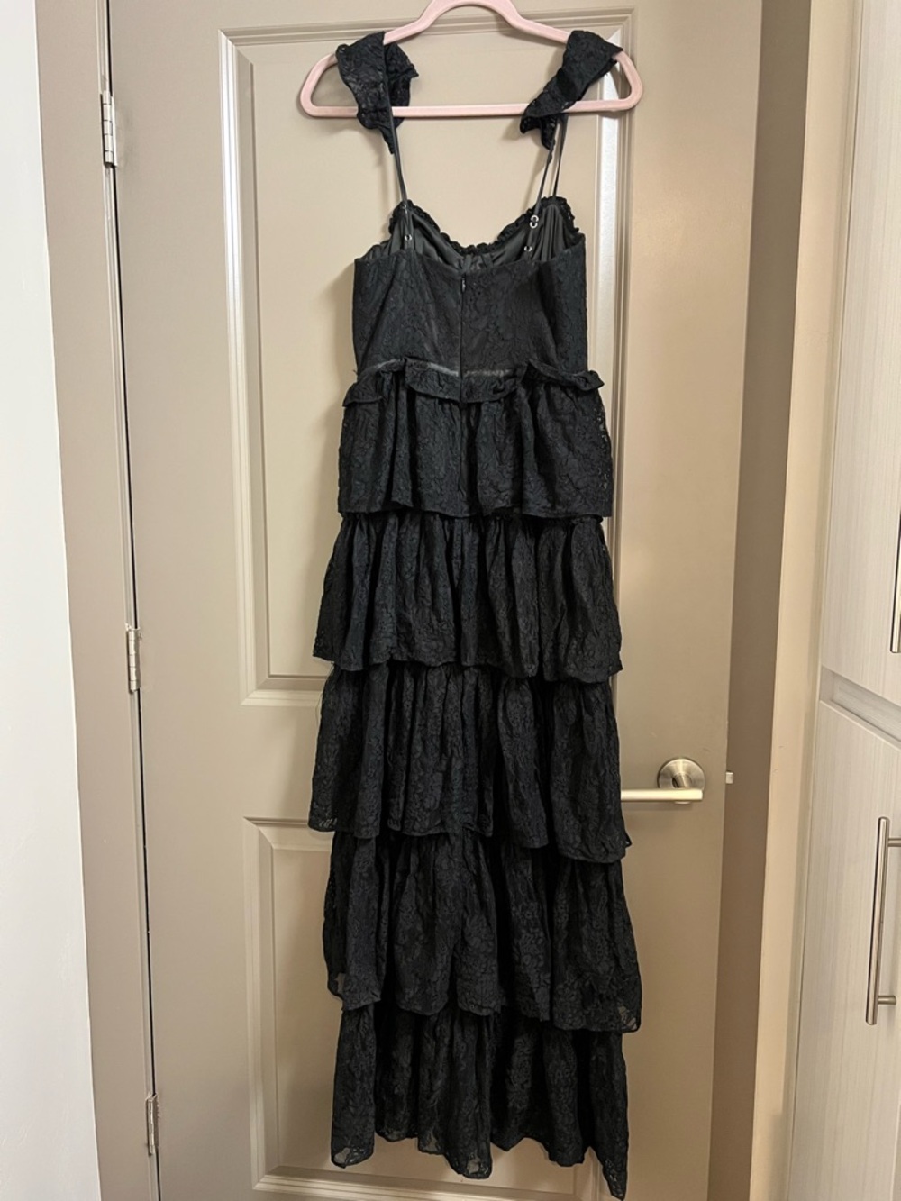 Tularosa Cantini Maxi Dress Black Lace Tiered Small - Picture 4 of 6